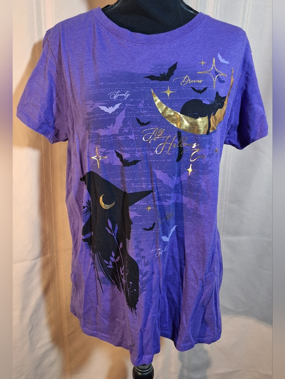 CELEBRATE! HALLOWEEN Purple Witch & Moon Graphic Tee